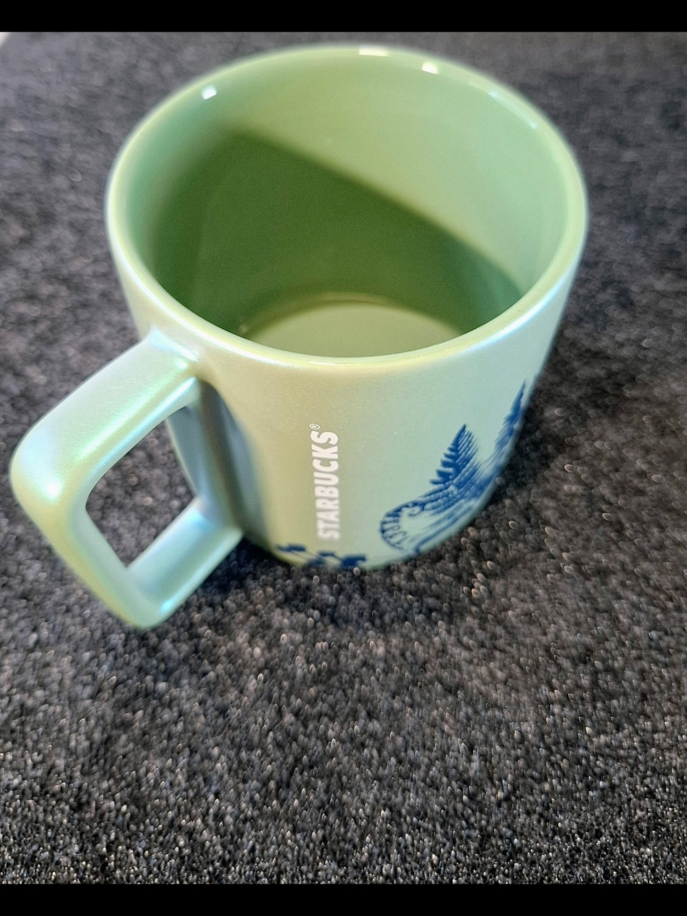 Starbucks Green Iridescent Mug with Navy Mushroom  Print - Picture 3 of 7